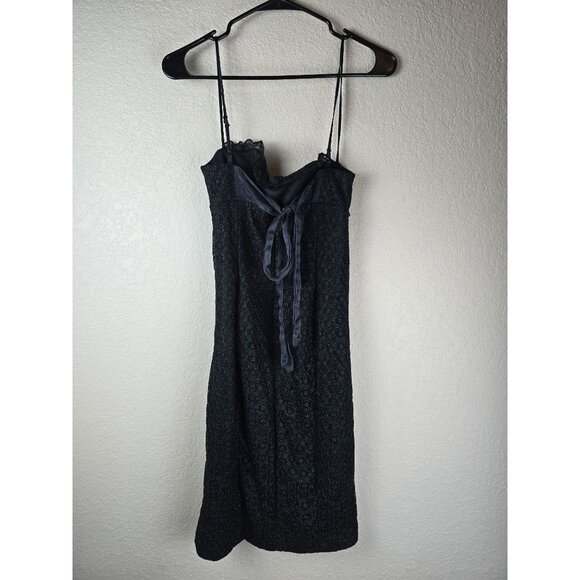 Vintage Betsey Johnson Black Silk Lace Slip Dress 90s Y2K Lingerie Style USA - Picture 2 of 9
